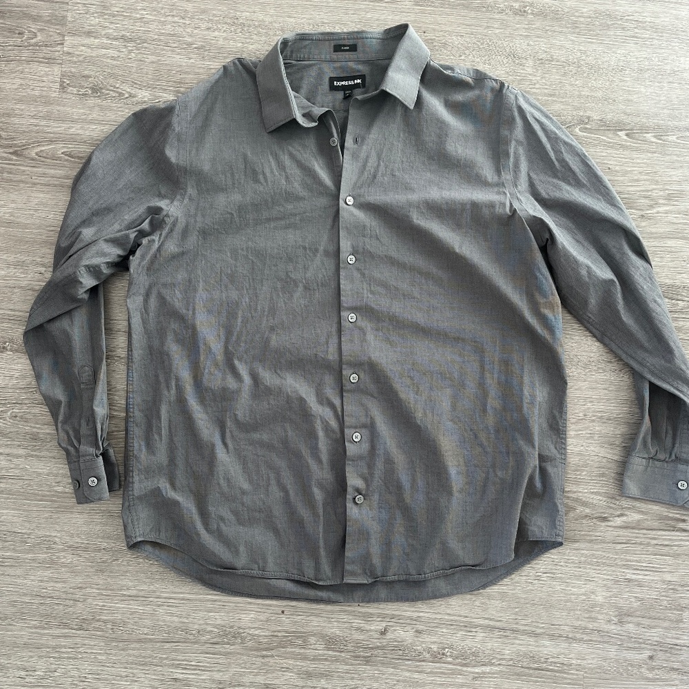 Express Men's Gray 1MX Classic Dress Shirt Size XL